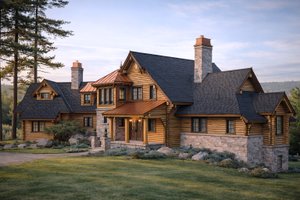 Dream House Plan - Exterior - Front Elevation for Log House Plan #928-258 - 5 bed, 4 bath