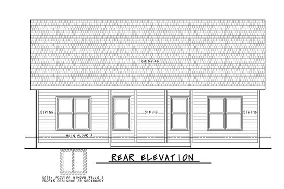 Exterior - Rear Elevation for Farmhouse House Plan #20-2477 - 2 bed, 2 bath