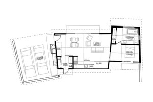 Floor Plan - Main Floor for Modern House Plan #517-1 - 1 bed, 1 bath