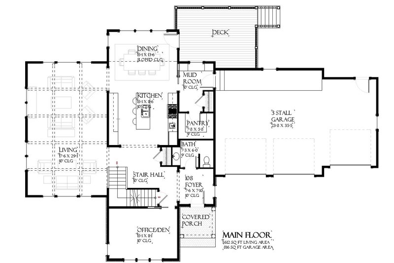 Home Plan - Floor Plan - Main Floor for Tudor House Plan #901-159 - 4 bed, 3.5 bath