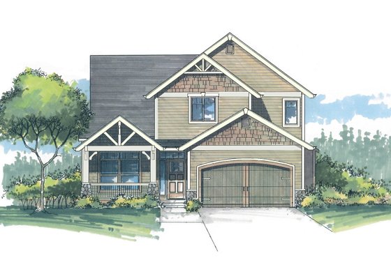 Exterior - Front Elevation for Craftsman House Plan #53-466 - 3 bed, 2.5 bath