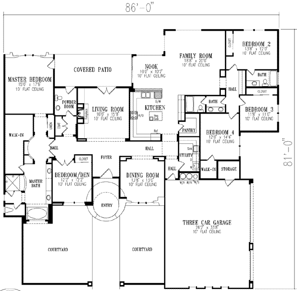 Adobe / Southwestern Floor Plan - Main Floor Plan #1-859