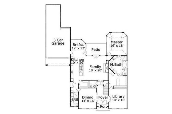 Floor Plan - Main Floor for Colonial House Plan #411-746 - 4 bed, 4.5 bath