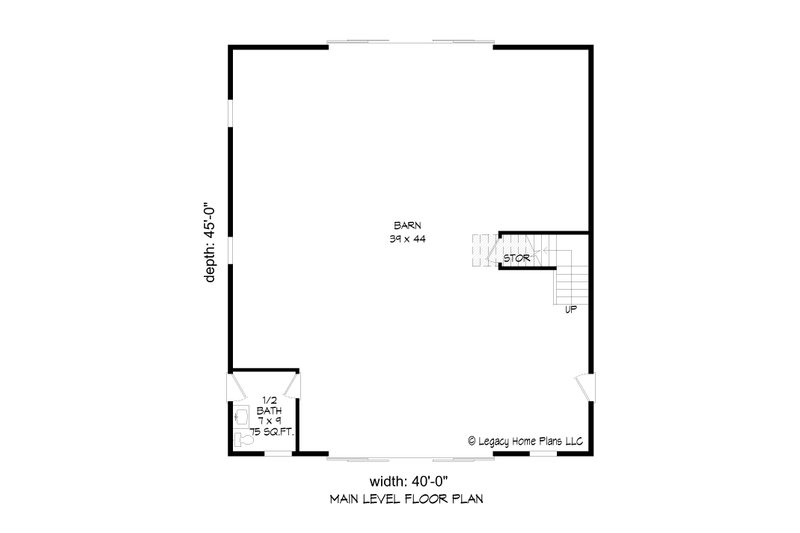 Home Plan - Floor Plan - Main Floor for Country House Plan #932-616, 0.5 bath