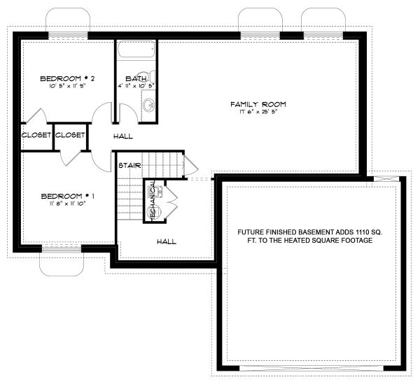 House Design - Traditional Floor Plan - Lower Floor Plan #1060-49