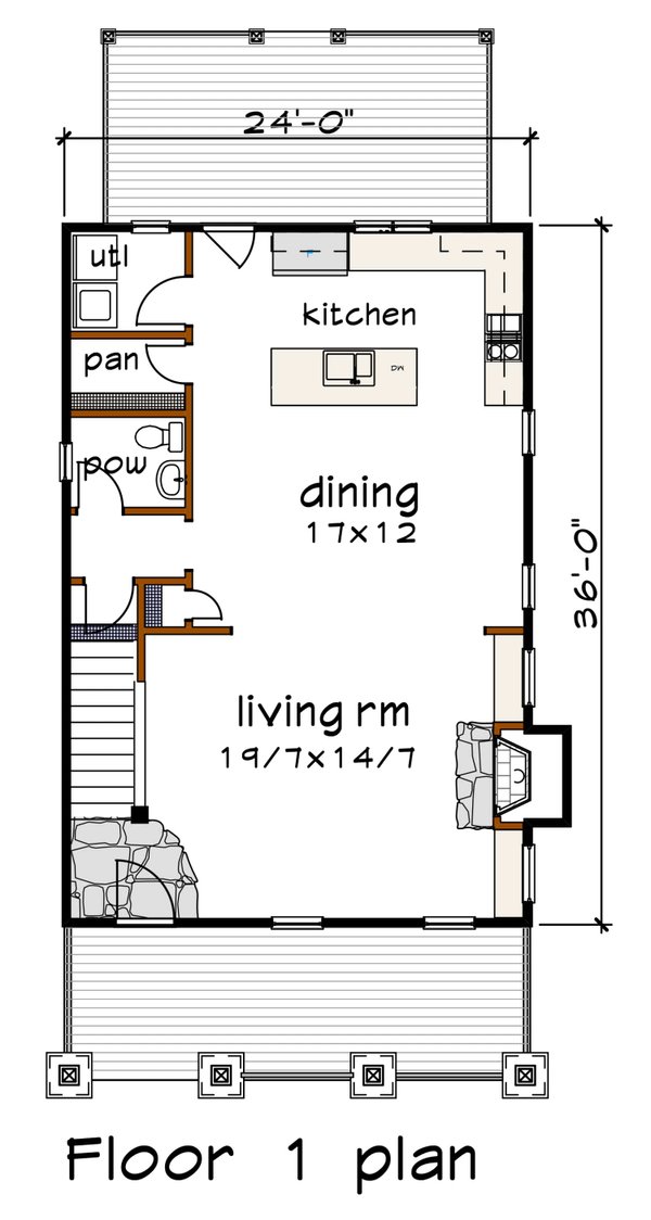 House Plan Design - Craftsman Floor Plan - Main Floor Plan #79-306