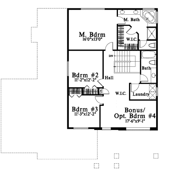 Traditional Floor Plan - Upper Floor Plan #78-107