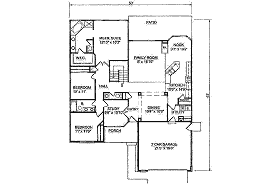 Floor Plan - Main Floor for Ranch House Plan #116-196 - 3 bed, 2.5 bath