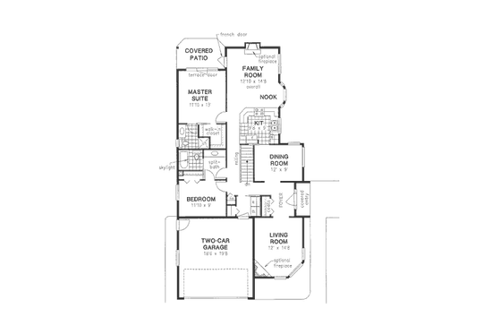 Floor Plan - Main Floor for Traditional House Plan #18-9260 - 2 bed, 2 bath