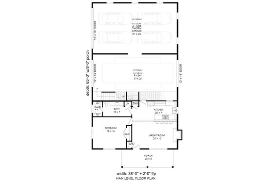 Floor Plan - Main Floor for Mediterranean House Plan #932-337 - 1 bed, 1 bath