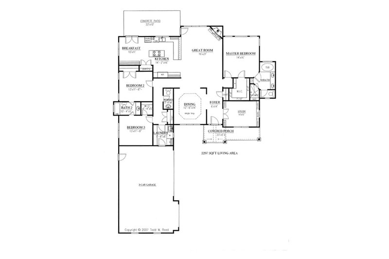 Architectural House Design - Floor Plan - Main Floor for Craftsman House Plan #437-52 - 3 bed, 2.5 bath