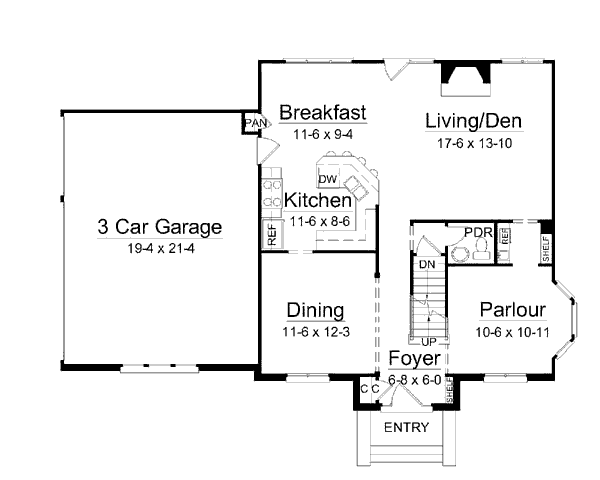 Colonial Floor Plan - Main Floor Plan #119-280