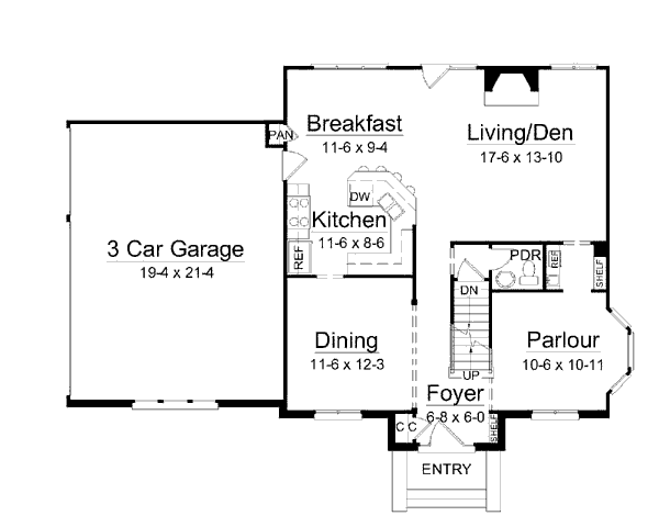 Home Plan - Colonial Floor Plan - Main Floor Plan #119-280