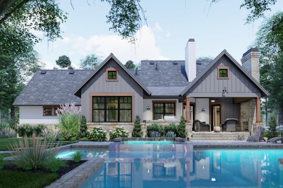 Exterior - Rear Elevation 2 for Farmhouse House Plan #120-262 - 3 bed, 2 bath