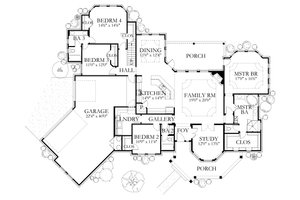 Floor Plan - Main Floor for European House Plan #80-200 - 4 bed, 4 bath
