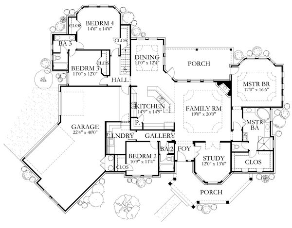 House Plan Design - European Floor Plan - Main Floor Plan #80-200
