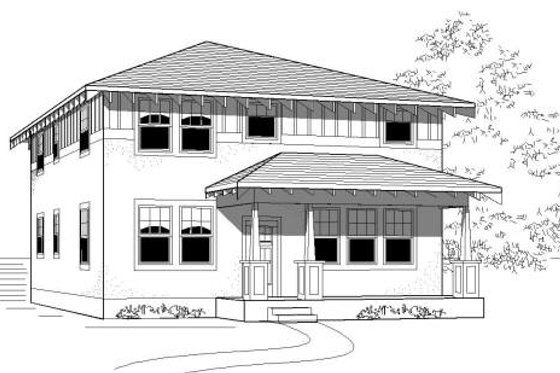 Exterior - Front Elevation for Craftsman House Plan #423-15 - 4 bed, 3 bath
