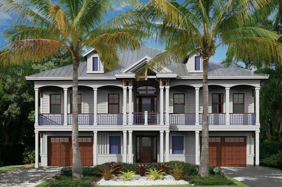Exterior - Front Elevation for Beach House Plan #27-566 - 2 bed, 2.5 bath