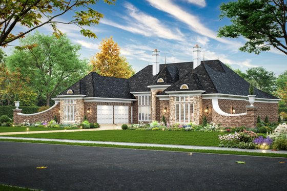 Exterior - Front Elevation 3 for European House Plan #119-356 - 3 bed, 3 bath