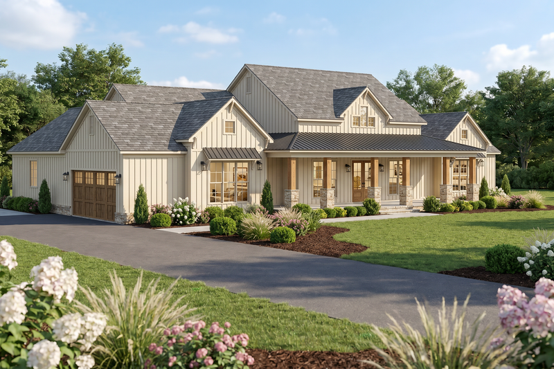 Architectural House Design - Exterior - Other Elevation 3 for Farmhouse House Plan #923-500 - 4 bed, 3.5 bath