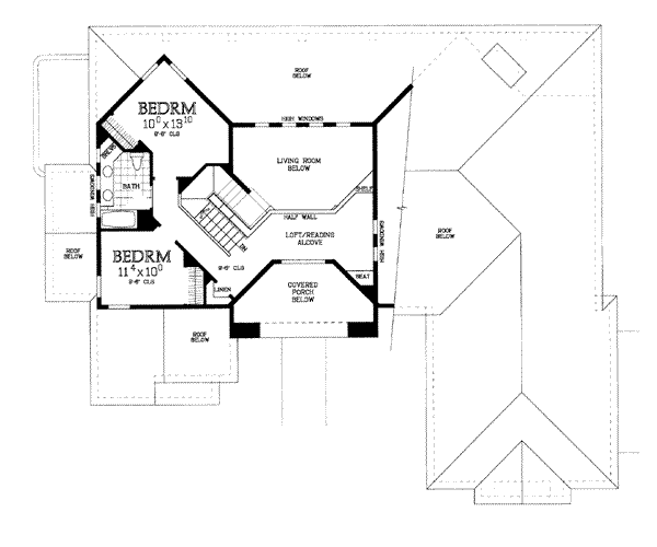 Adobe / Southwestern Floor Plan - Upper Floor Plan #72-220