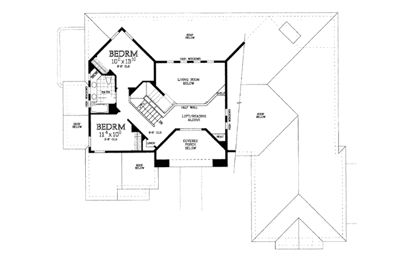Home Plan - Floor Plan - Upper Floor for Adobe / Southwestern House Plan #72-220 - 3 bed, 2.5 bath