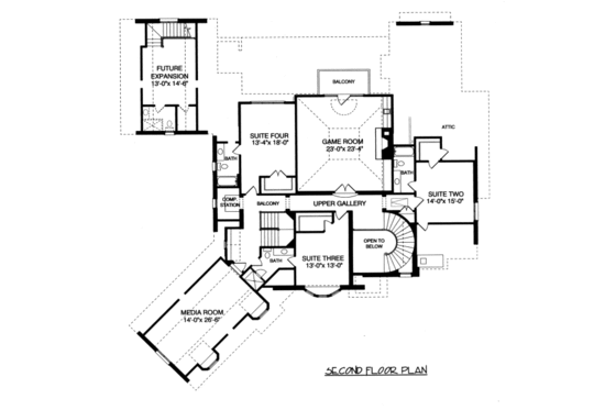 Floor Plan - Upper Floor for European House Plan #413-125 - 5 bed, 4.5 bath