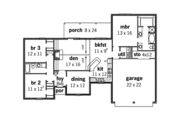 European Style House Plan - 3 Beds 2 Baths 1680 Sq/Ft Plan #16-266 