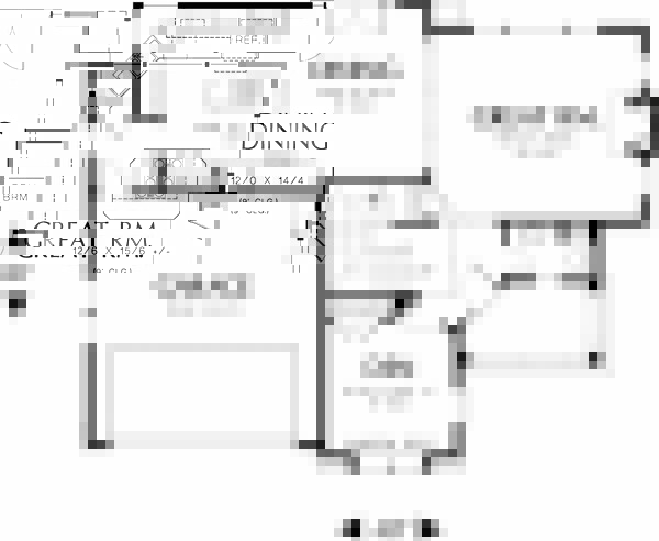 House Blueprint - Main level floor plan - 2450 square foot Craftsman Home
