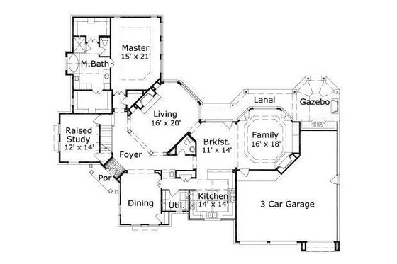 Floor Plan - Main Floor for European House Plan #411-637 - 4 bed, 3.5 bath