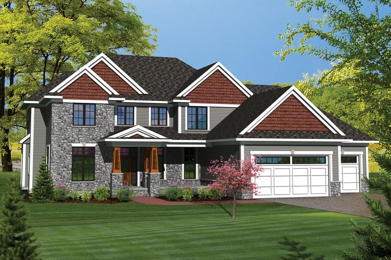 Dream House Plan - Craftsman Exterior - Front Elevation Plan #70-1062