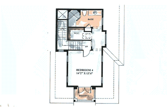 Floor Plan - Upper Floor for Mediterranean House Plan #27-236 - 4 bed, 4.5 bath