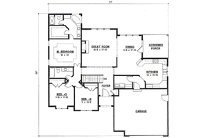 Floor Plan - Main Floor for Traditional House Plan #67-796 - 3 bed, 2 bath