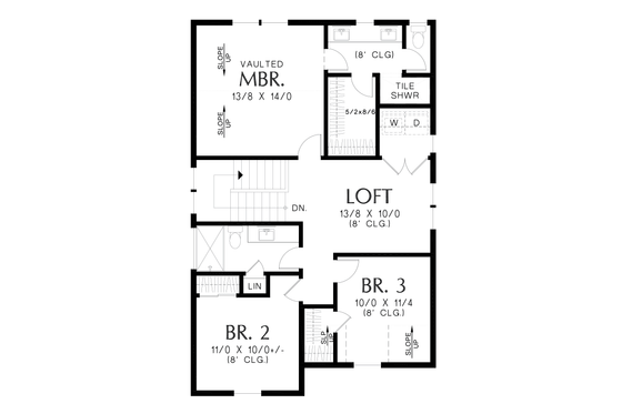 Floor Plan - Upper Floor for Cottage House Plan #48-1116 - 4 bed, 3 bath