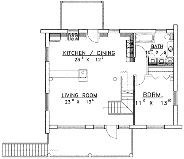 Architectural House Design - Log Floor Plan - Main Floor Plan #117-485