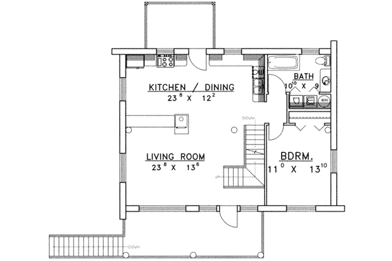 Dream House Plan - Floor Plan - Main Floor for Log House Plan #117-485 - 3 bed, 3 bath