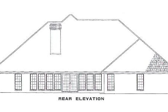 Exterior - Rear Elevation for European House Plan #17-572 - 3 bed, 2.5 bath