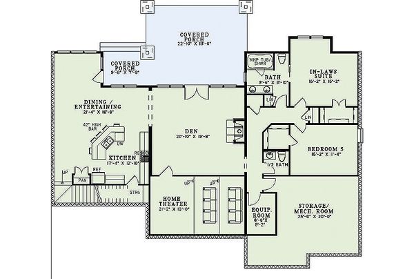 Craftsman Floor Plan - Lower Floor Plan #17-2375