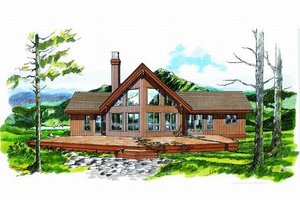 Cabin Exterior - Front Elevation Plan #47-437
