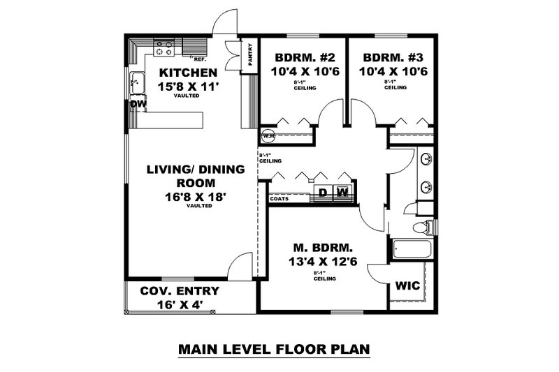 Dream House Plan - Floor Plan - Main Floor for Cottage House Plan #117-1023 - 3 bed, 1 bath