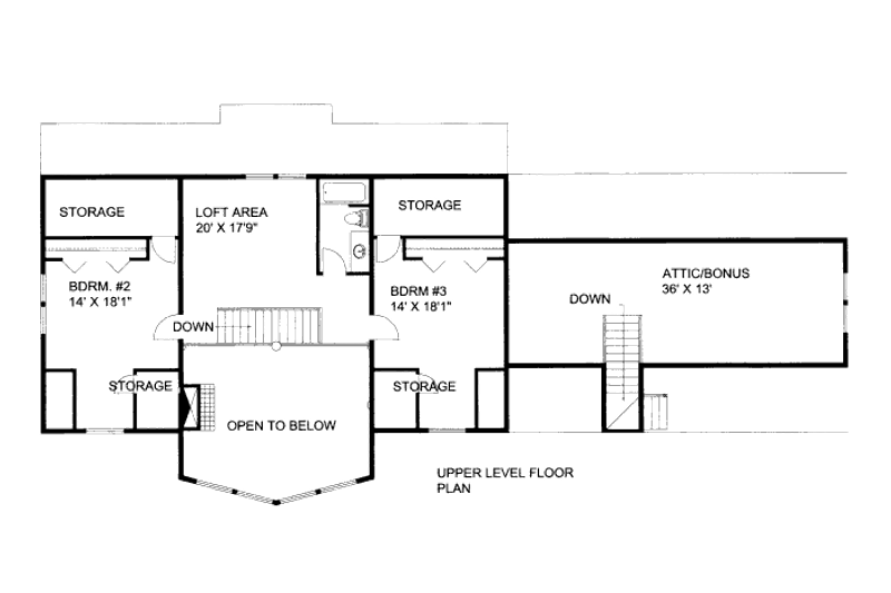 House Design - Floor Plan - Upper Floor for Bungalow House Plan #117-705 - 3 bed, 2.5 bath