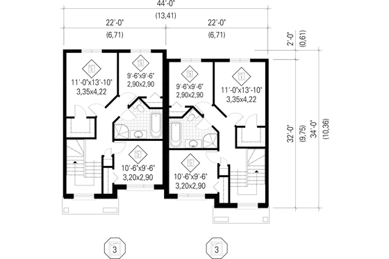 Floor Plan - Upper Floor for Contemporary House Plan #25-4394 - 6 bed, 2 bath