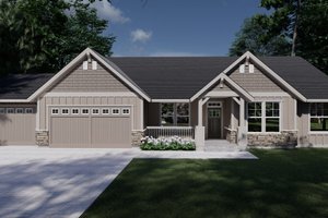 House Blueprint - Exterior - Front Elevation for Craftsman House Plan #53-562 - 4 bed, 2 bath