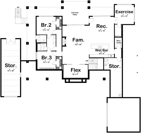 Architectural House Design - Floor Plan - Lower Floor for Cottage House Plan #455-811 - 1 bed, 1.5 bath
