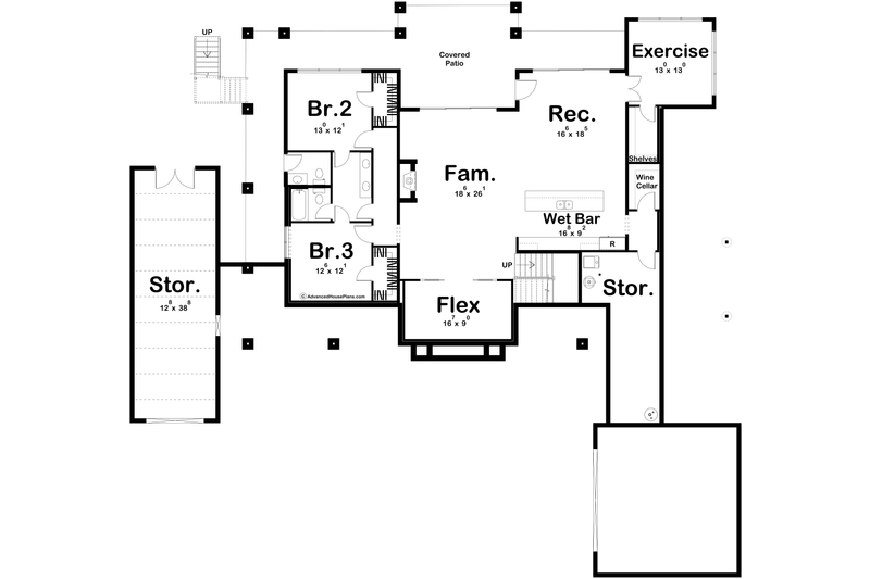 Architectural House Design - Floor Plan - Lower Floor for Cottage House Plan #455-811 - 1 bed, 1.5 bath