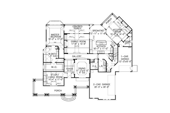 Floor Plan - Main Floor for Traditional House Plan #54-406 - 4 bed, 3.5 bath