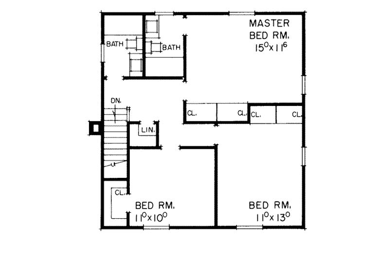 Home Plan - Floor Plan - Upper Floor for Traditional House Plan #72-200 - 3 bed, 2.5 bath