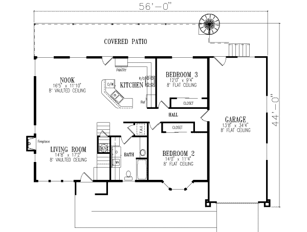House Design - Adobe / Southwestern Floor Plan - Main Floor Plan #1-448