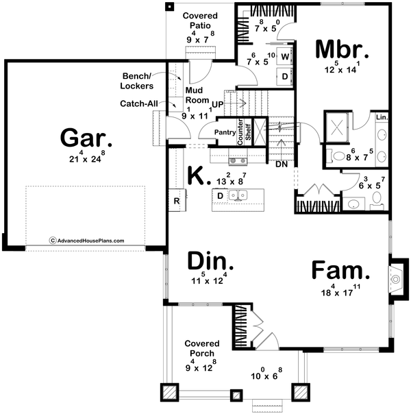 Architectural House Design - Craftsman Floor Plan - Main Floor Plan #455-339