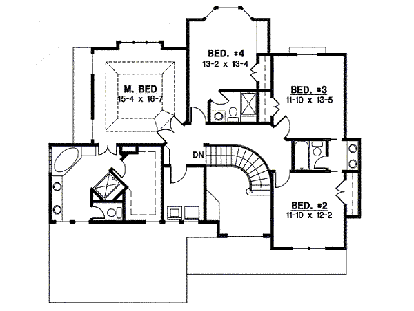 Traditional Floor Plan - Upper Floor Plan #67-809